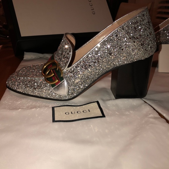 gucci marmont shoes silver